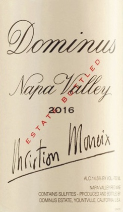 das vordere Etikett des Maya-2016 Napa Valley red wine von Dalla Valle Vineyards