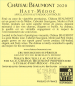 Preview: backlabel des Chateau Beaumont 2020 Haut Medoc
