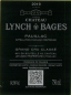 Preview: rueckseite Chateau Lynch Bages 2019 Pauillac