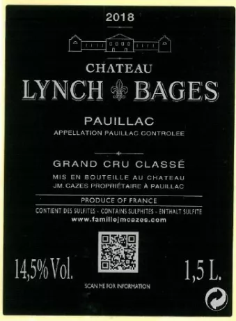 rueckseite Chateau Lynch Bages 2018 Pauillac