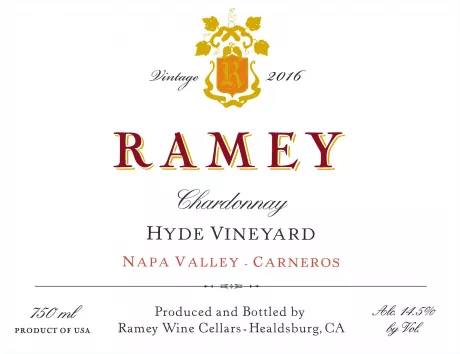 Frontlabel des Ramey Chardonnay Hyde Vineyar Napa Valley Carneros