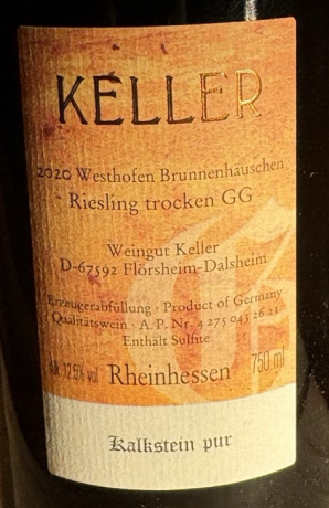 Weingut Keller 2020 Abts Erde Riesling GG Westhofener Brunnenhäuschen
