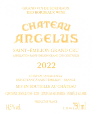Backlabel Chateau Angelus 2022 Saint Emilion