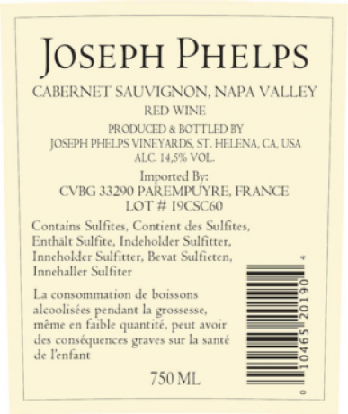 Joseph Phelps Cabernet Sauvignon 2019
