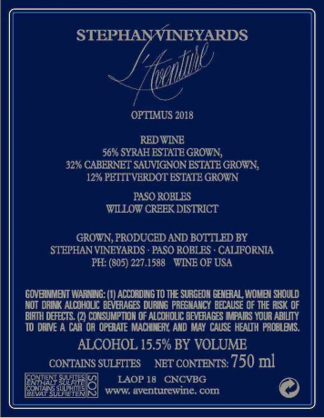 L´Aventure Optimus 2018 Paso Robles