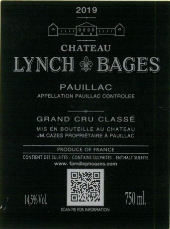 rueckseite Chateau Lynch Bages 2019 Pauillac