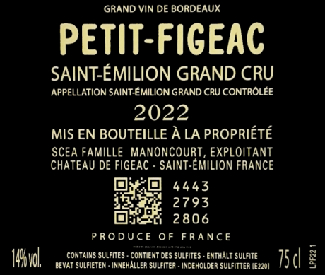 Petit Figeac 2022 Backlabel