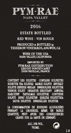 Pym Rae 2016 Napa Valley Tesseron Vineyards