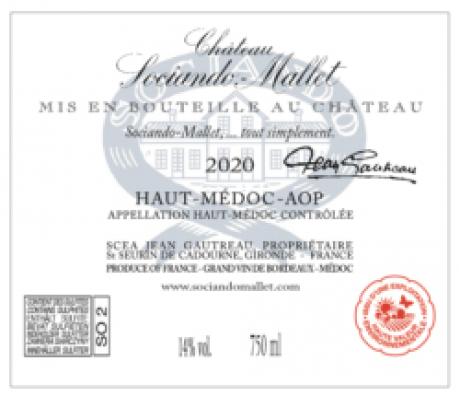 Rueckenlabel Chateau Sociando Mallet 2020 Haut Medoc