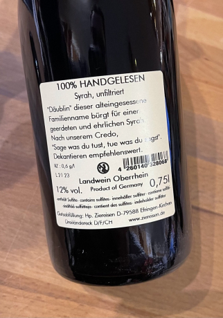 Ziereisen Jaspis 2021 Däublin Syrah Rueckenlabel