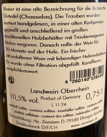 Ziereisen V22 Gutedel 2022 bisher Viviser