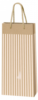 2er Geschenktüte aus Kraftpapier Streifen weiß natur