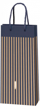 2er Geschenktüte aus Kraftpapier Streifen blau natur
